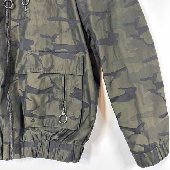 Blank NYC Camo Bomber Jacket Camouflage Military Utility Streetwear Green Sz M - Picture 4 of 11